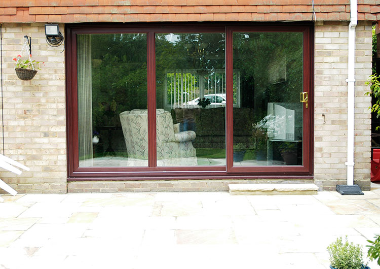 upvc sliding patio doors in wood effect